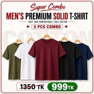 5 Pcs Combo - Premium T-Shirt